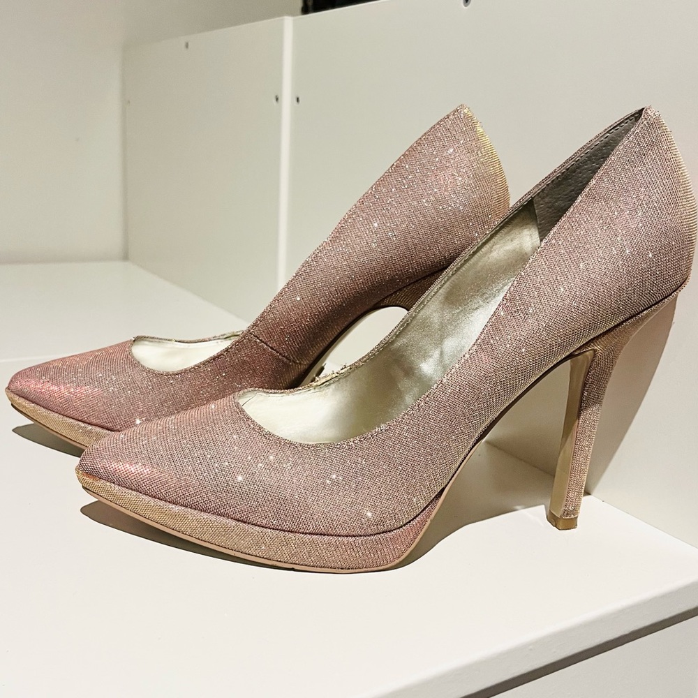 Pink and Gold Sparkly Iridescent Heels